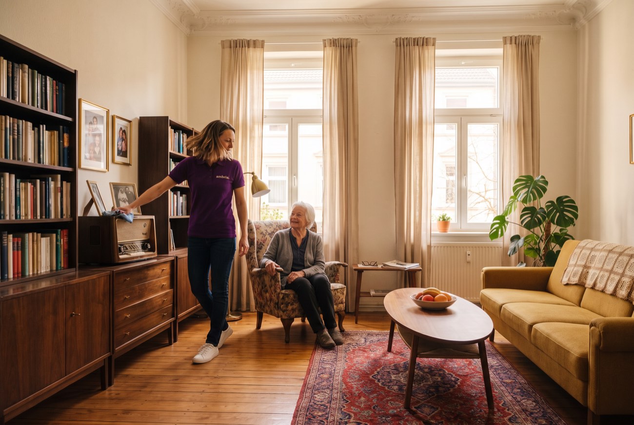 Alltagshelferin bei der Reinigung in einer Wohnung